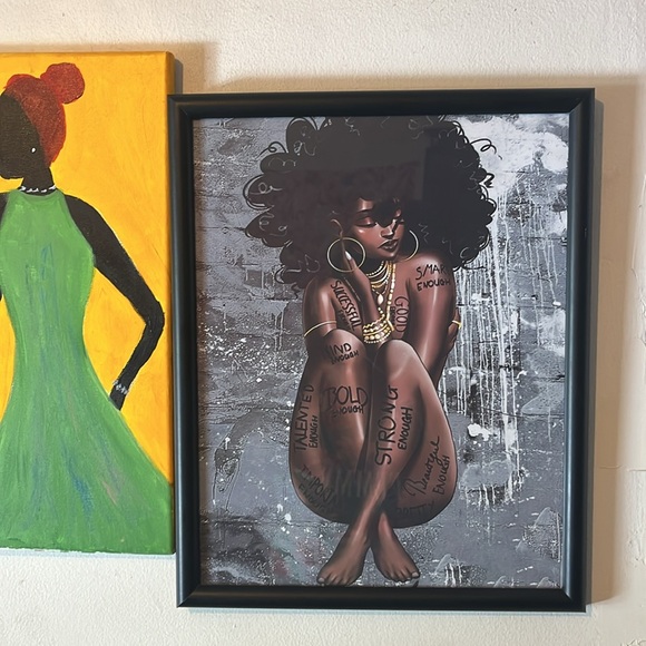 New Handcrafted Inspirational African American Black Queen Wall Canvas Painting - Picture 4 of 4